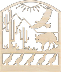 Desert Scene Wood Craft Shape – Laser Cut Baltic Birch Unfinished DIY Wood Art Supplies ANML102 - The Wood Shape Store