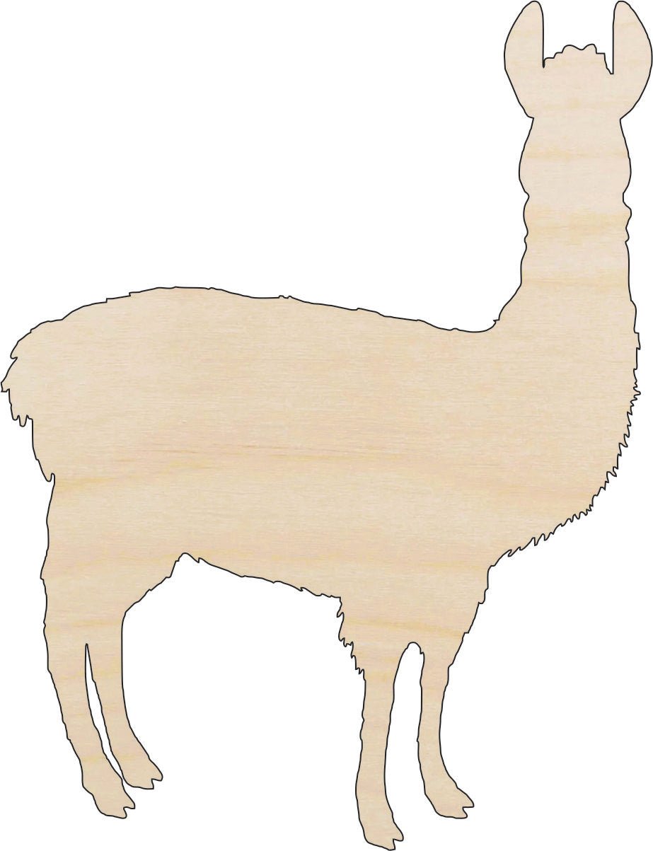 Alpaca Llama Wood Craft Shape – Laser Cut Baltic Birch Unfinished DIY Wood Art Supplies ANML121 - The Wood Shape Store