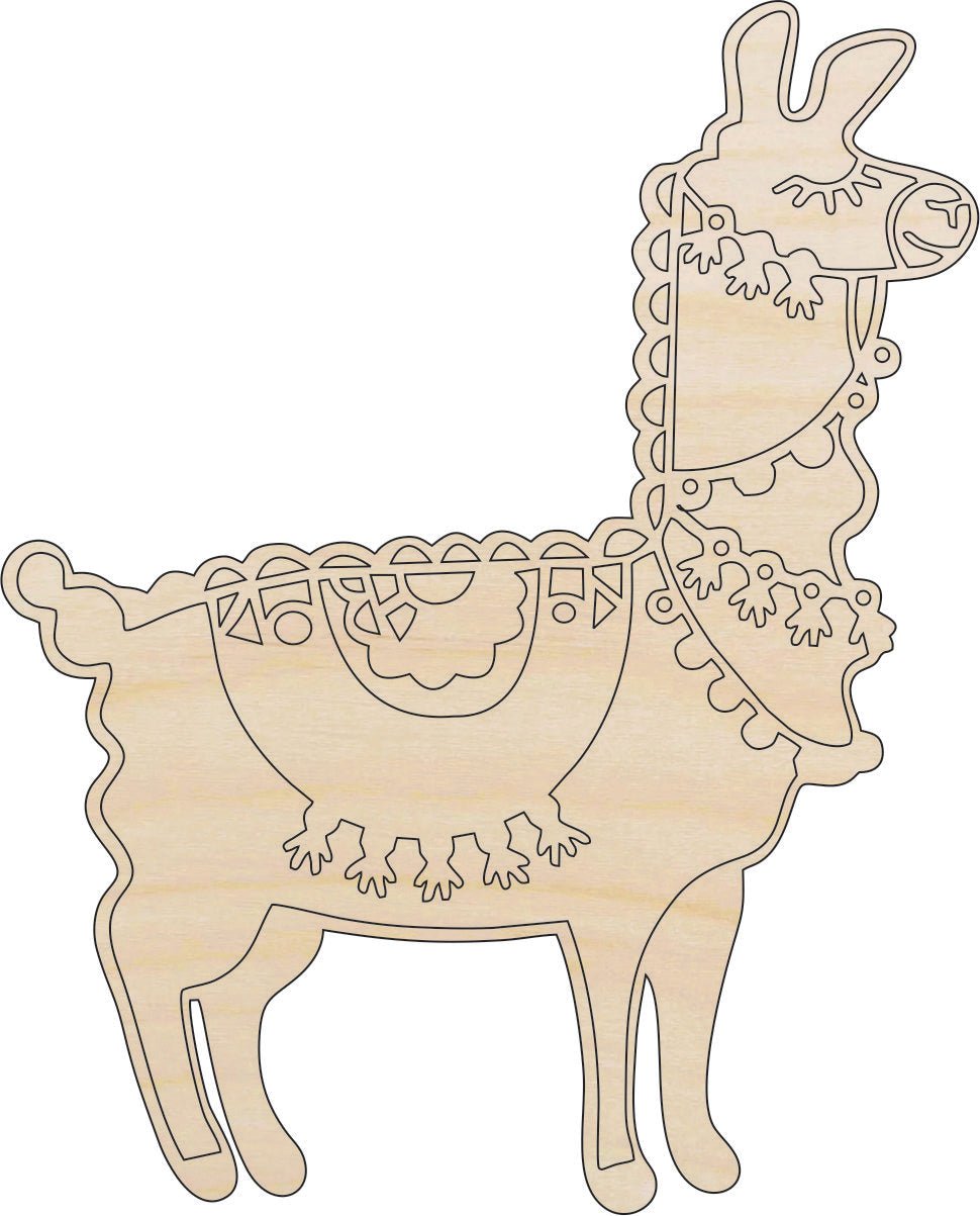 Llama Alpaca Wood Craft Shape – Laser Cut Baltic Birch Unfinished DIY Wood Art Supplies ANML123 - The Wood Shape Store