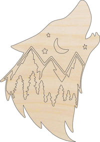 Wolf Scene Wood Craft Shape – Laser Cut Baltic Birch Unfinished DIY Wood Art Supplies ANML126 - The Wood Shape Store