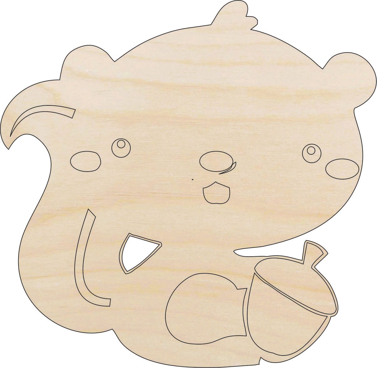 Cute Squirrel Wood Craft Shape – Laser Cut Baltic Birch Unfinished DIY Wood Art Supplies ANML21 - The Wood Shape Store