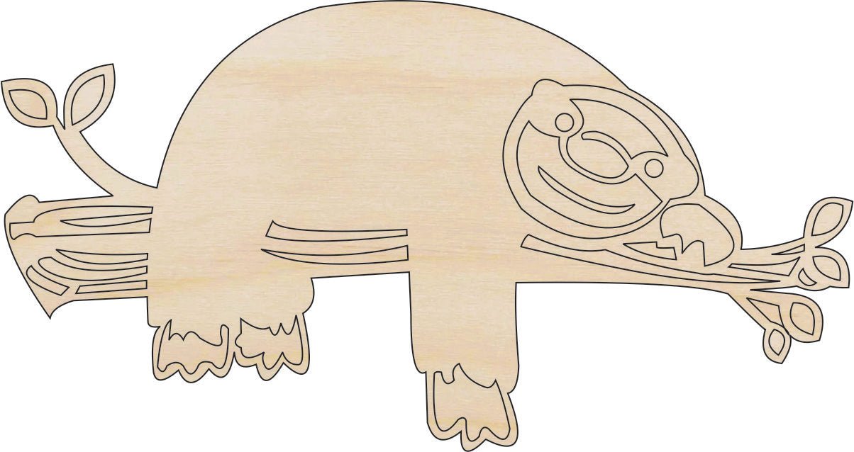 Sloth Wood Craft Shape – Laser Cut Baltic Birch Unfinished DIY Wood Art Supplies ANML25 - The Wood Shape Store