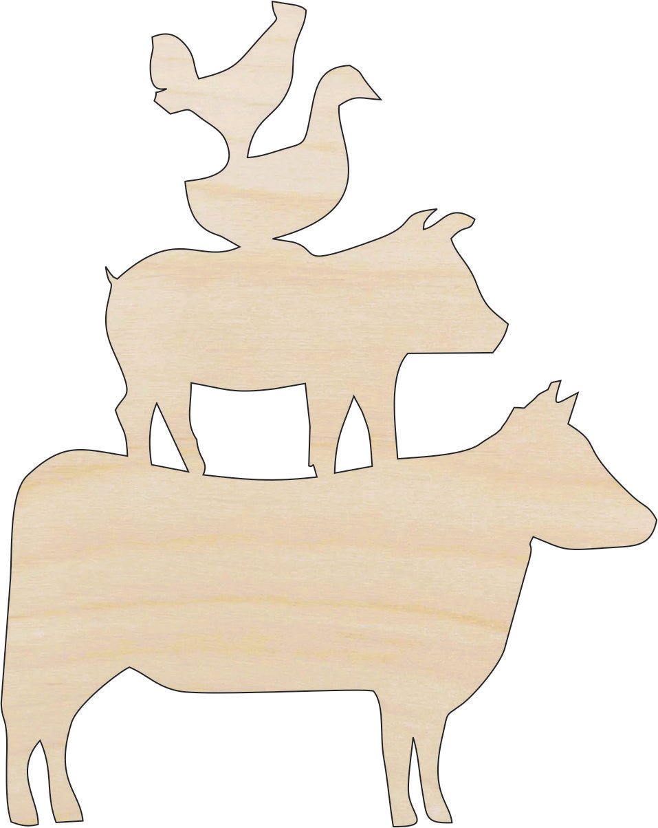 Farm Animals Wood Craft Shape – Laser Cut Baltic Birch Unfinished DIY Wood Art Supplies ANML2 - The Wood Shape Store