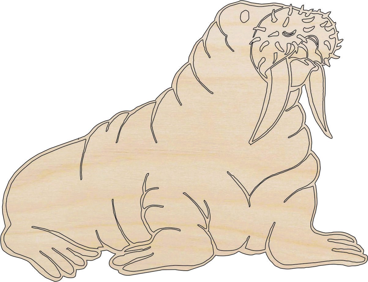 Walrus Wood Craft Shape – Laser Cut Baltic Birch Unfinished DIY Wood Art Supplies ANML37 - The Wood Shape Store