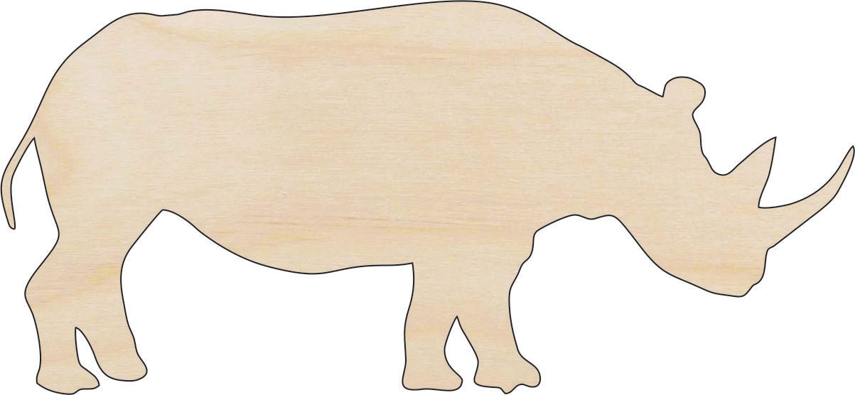 Rhino Wood Craft Shape – Laser Cut Baltic Birch Unfinished DIY Wood Art Supplies ANML61 - The Wood Shape Store