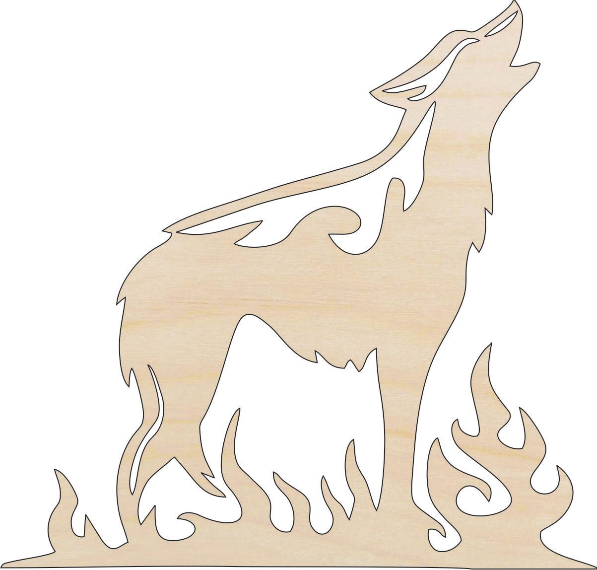 Coyote Wood Craft Shape – Laser Cut Baltic Birch Unfinished DIY Wood Art Supplies ANML70 - The Wood Shape Store