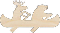 Moose & Bear Canoe Wood Craft Shape – Laser Cut Baltic Birch Unfinished DIY Art Supplies ANML76 - The Wood Shape Store