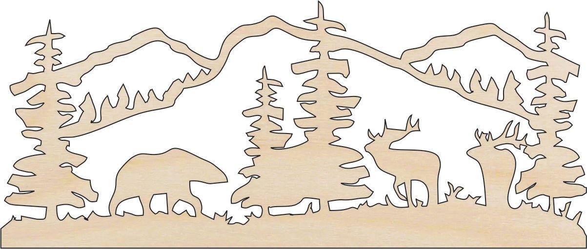 Animal Scene Wood Craft Shape – Laser Cut Baltic Birch Unfinished DIY Wood Art Supplies ANML80 - The Wood Shape Store