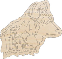 Wolf Scene Wood Craft Shape – Laser Cut Baltic Birch Unfinished DIY Wood Art Supplies ANML84 - The Wood Shape Store