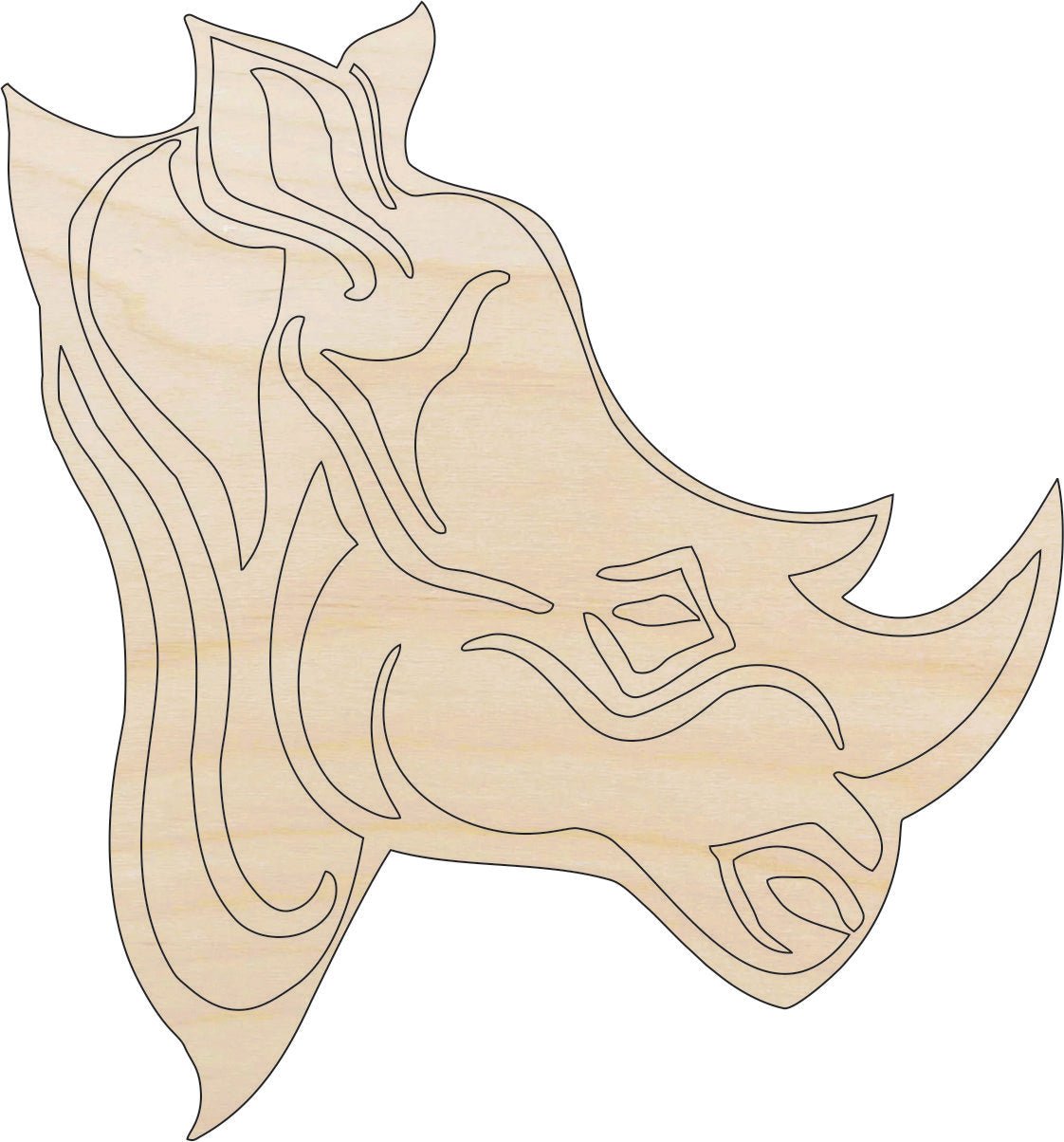 Rhino Bust Wood Craft Shape – Laser Cut Baltic Birch Unfinished DIY Wood Art Supplies ANML89 - The Wood Shape Store