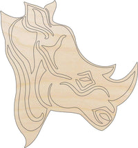 Rhino Bust Wood Craft Shape – Laser Cut Baltic Birch Unfinished DIY Wood Art Supplies ANML89 - The Wood Shape Store