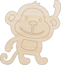 Waving Monkey Wood Craft Shape – Laser Cut Baltic Birch Unfinished DIY Wood Art Supplies APE10 - The Wood Shape Store