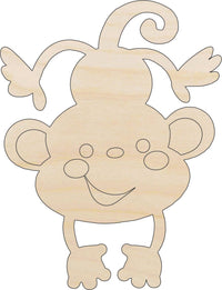 Cute Monkey Wood Craft Shape – Laser Cut Baltic Birch Unfinished DIY Wood Art Supplies APE13 - The Wood Shape Store