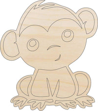 Cute Monkey Wood Craft Shape – Laser Cut Baltic Birch Unfinished DIY Wood Art Supplies APE2 - The Wood Shape Store
