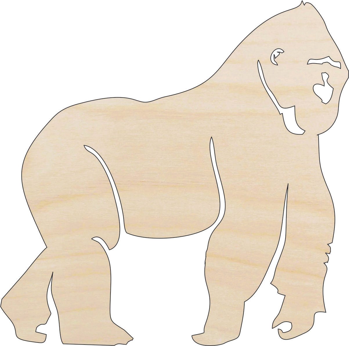 Gorilla Wood Craft Shape – Laser Cut Baltic Birch Unfinished DIY Wood Art Supplies APE8 - The Wood Shape Store