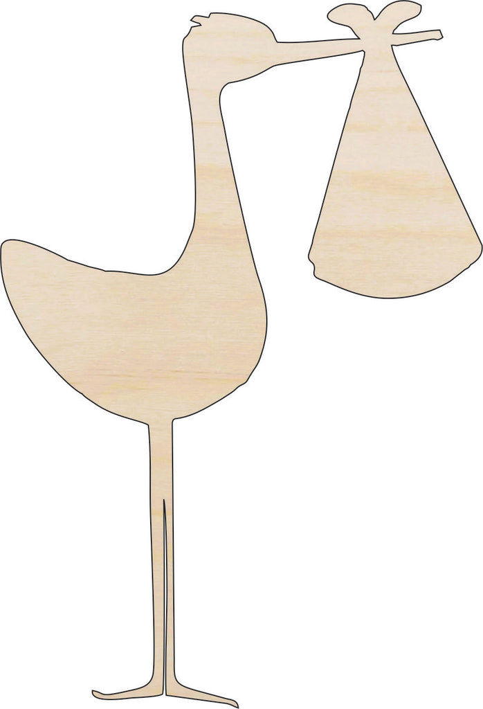 Stork with Baby  - Laser Cut Wood Shape BBY1