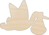 Stork & Baby Wood Craft Shape – Laser Cut Baltic Birch Unfinished DIY Wood Art Supplies BBY29 - The Wood Shape Store