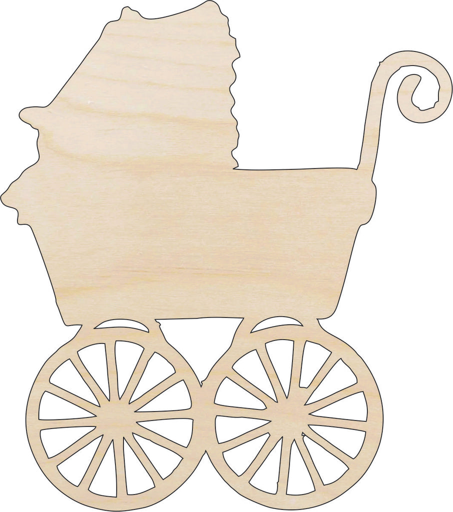 Baby Carriage - Laser Cut Out Unfinished Wood Craft Shape BBY35