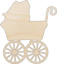 Baby Carriage Wood Craft Shape – Laser Cut Baltic Birch Unfinished DIY Wood Art Supplies BBY35 - The Wood Shape Store