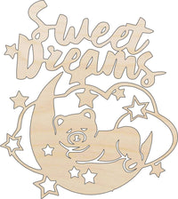 Bear & Moon Wood Craft Shape – Laser Cut Baltic Birch Unfinished DIY Wood Art Supplies BBY41 - The Wood Shape Store