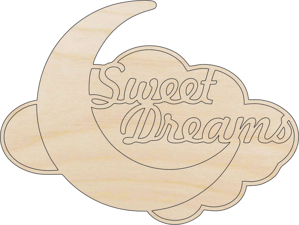 Sweet Dreams Moon & Clouds - Laser Cut Wood Shape BBY52