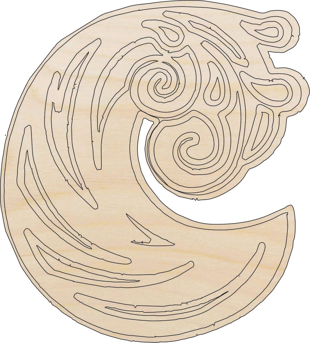 Wave Wood Craft Shape – Laser Cut Baltic Birch Unfinished DIY Wood Art Supplies BCH4 - The Wood Shape Store