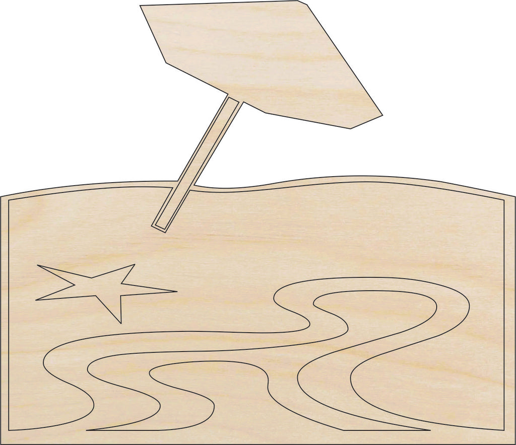 Beach Umbrella - Laser Cut Out Unfinished Wood Craft Shape BCH6