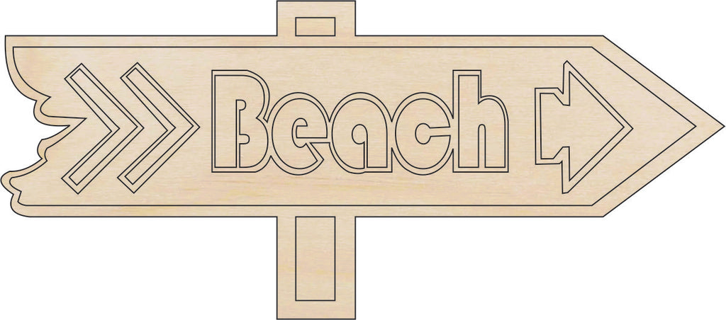 Sign Beach - Laser Cut Out Unfinished Wood Craft Shape BCH8