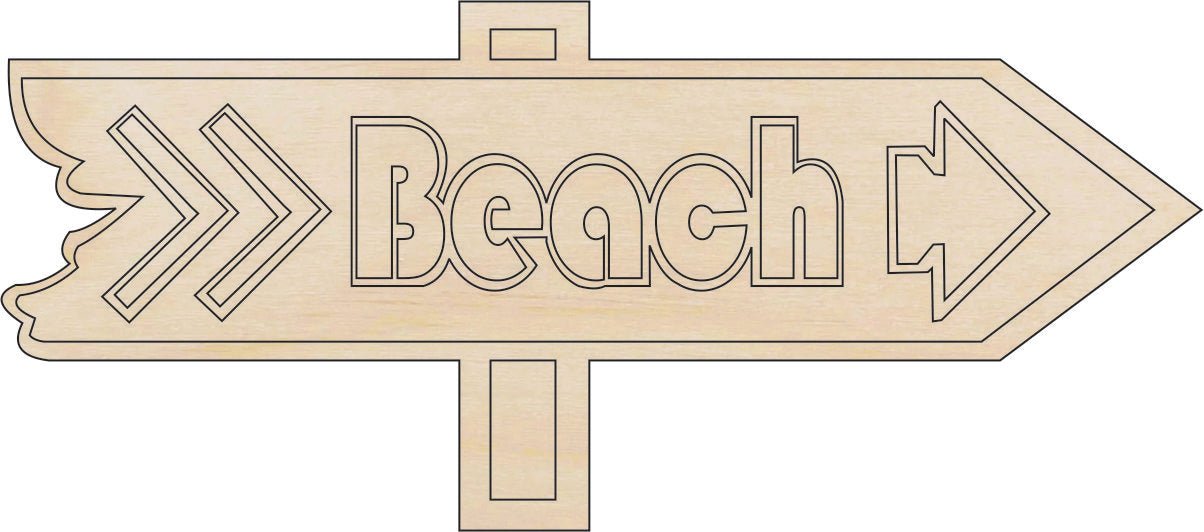 Beach Sign Wood Craft Shape – Laser Cut Baltic Birch Unfinished DIY Wood Art Supplies BCH8 - The Wood Shape Store