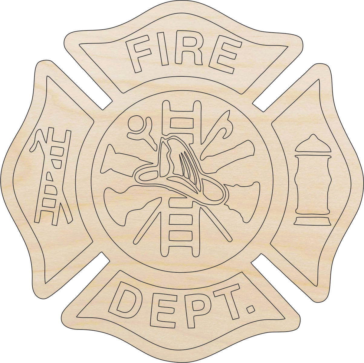 Badge Fire Dept. - Laser Cut Out Unfinished Wood Craft Shape BDG10 Badge Fire Dept. - Laser Cut Out Unfinished Wood Craft Shape BDG10