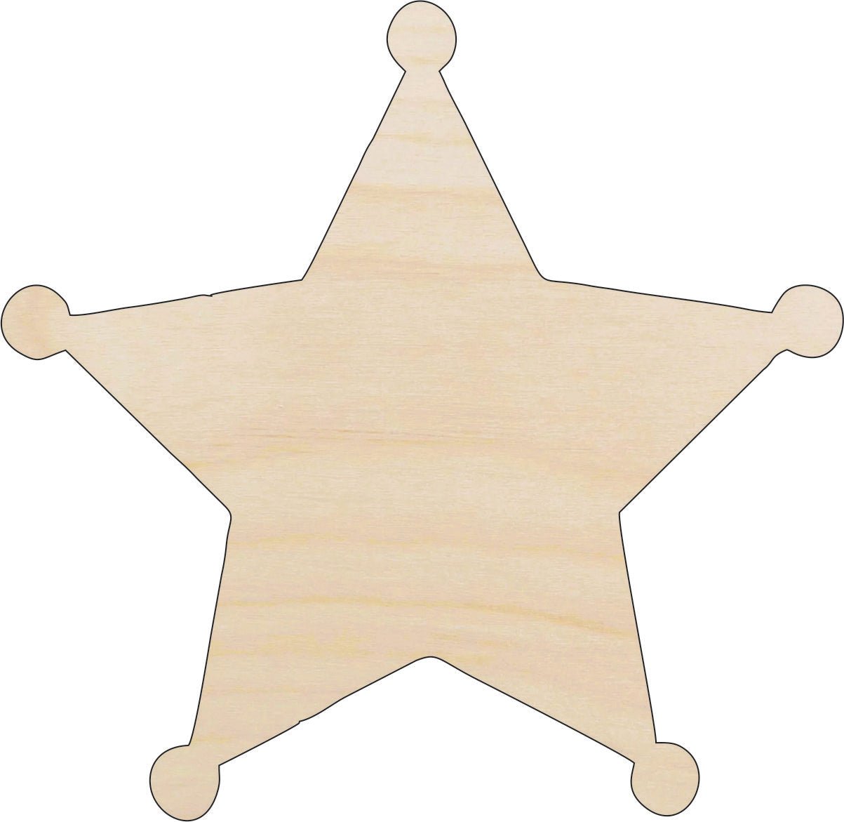 Sheriff Star Wood Craft Shape – Laser Cut Baltic Birch Unfinished DIY Wood Art Supplies BDG16 - The Wood Shape Store