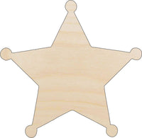 Sheriff Star Wood Craft Shape – Laser Cut Baltic Birch Unfinished DIY Wood Art Supplies BDG16 - The Wood Shape Store