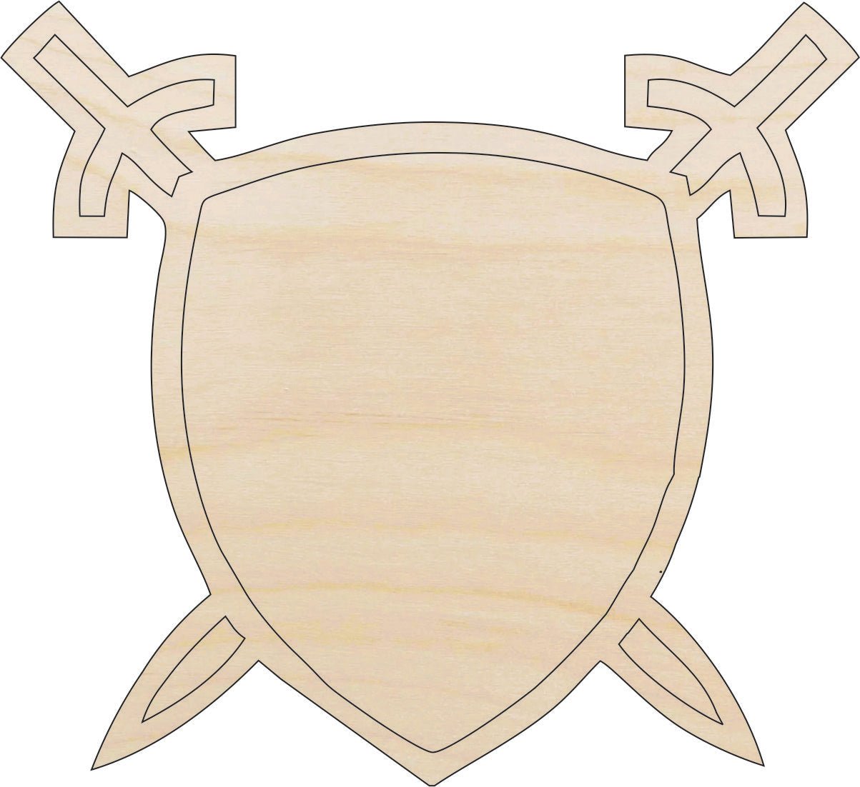 Swords & Shield Wood Craft Shape – Laser Cut Baltic Birch Unfinished DIY Wood Art Supplies BDG5 - The Wood Shape Store