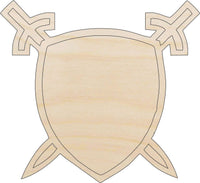 Swords & Shield Wood Craft Shape – Laser Cut Baltic Birch Unfinished DIY Wood Art Supplies BDG5 - The Wood Shape Store