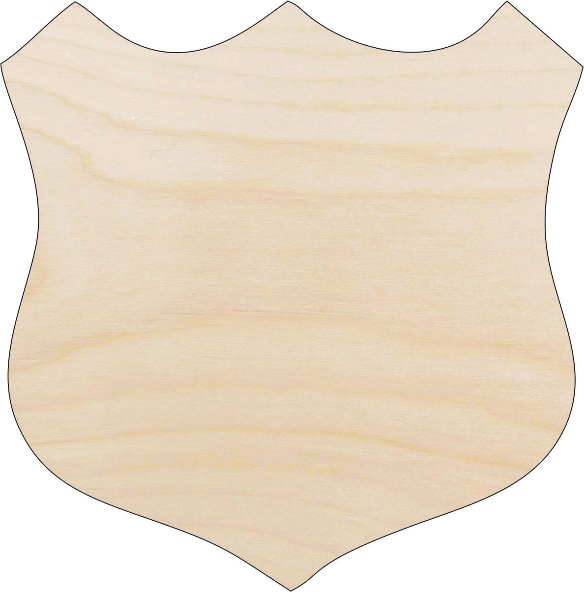 Badge Shield Wood Craft Shape – Laser Cut Baltic Birch Unfinished DIY Wood Art Supplies BDG8 - The Wood Shape Store