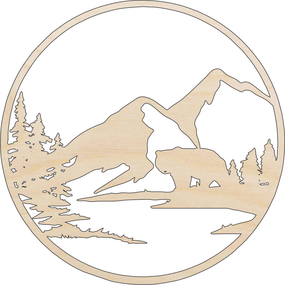 Scene Bear - Laser Cut Out Unfinished Wood Craft Shape BER64 Scene Bear - Laser Cut Out Unfinished Wood Craft Shape BER64