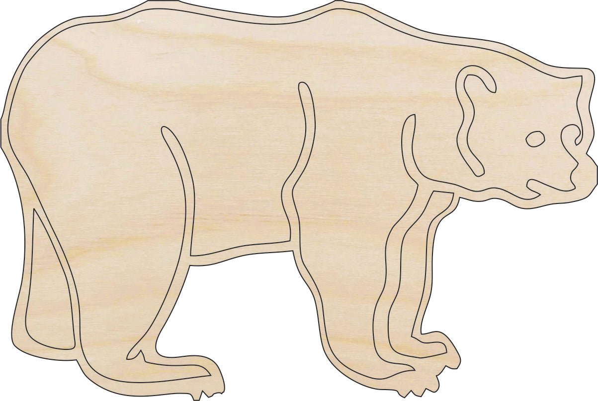 Bear Wood Craft Shape – Laser Cut Baltic Birch Unfinished DIY Wood Art Supplies BER66 - The Wood Shape Store