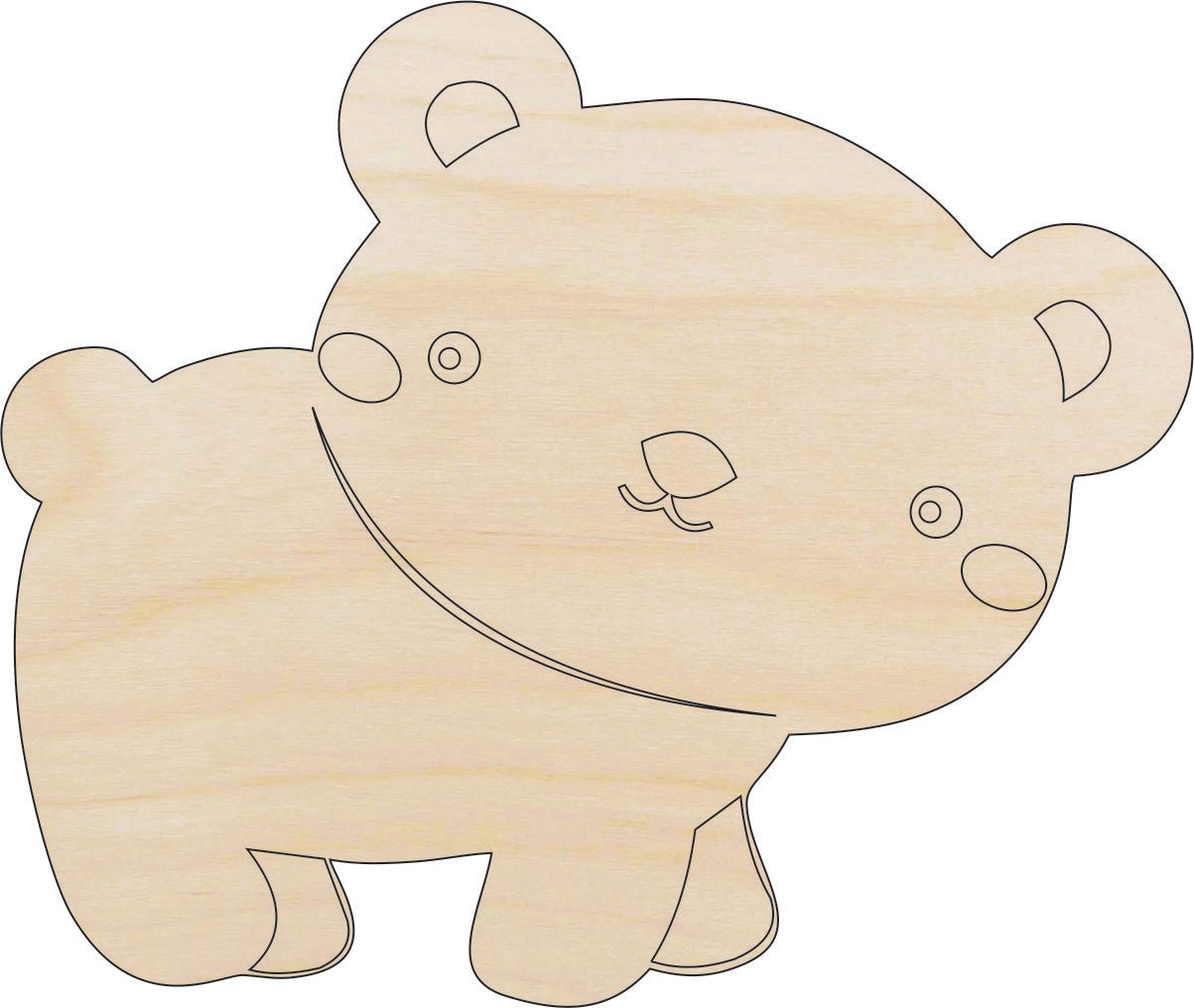 Bear Wood Craft Shape – Laser Cut Baltic Birch Unfinished DIY Wood Art Supplies BER9 - The Wood Shape Store