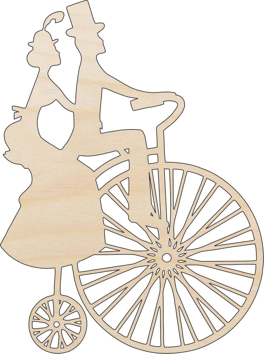 Couple Riding a Bike Wood Craft Shape – Laser Cut Baltic Birch Unfinished DIY Wood Art Supplies BIK3 - The Wood Shape Store
