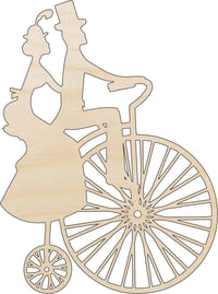 Couple Riding a Bike Wood Craft Shape – Laser Cut Baltic Birch Unfinished DIY Wood Art Supplies BIK3 - The Wood Shape Store