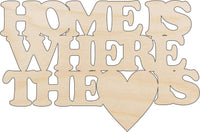 Home Laser Cut Wood Shape - Home Is Where The Heart Is | Baltic Birch Craft Cutout BLD10 - The Wood Shape Store