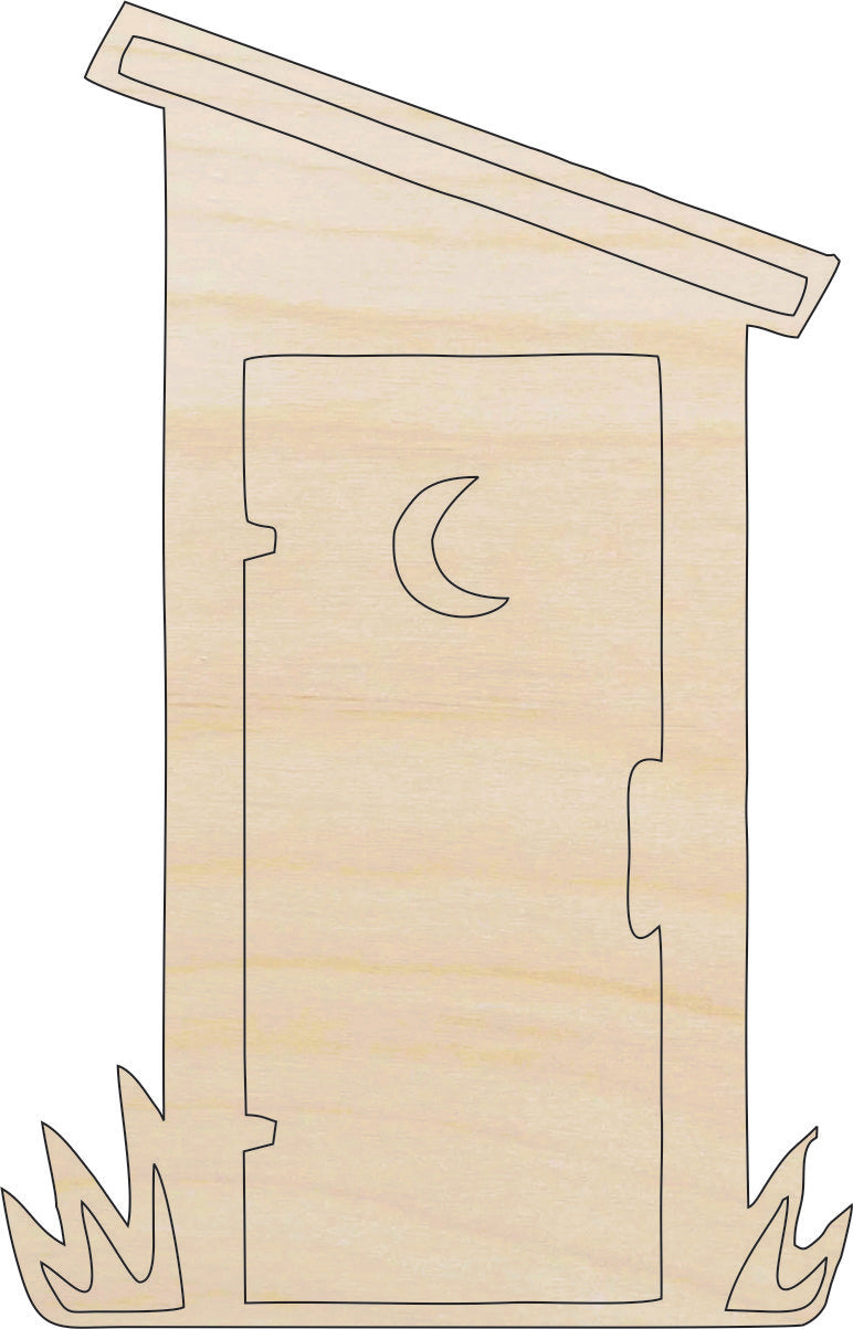 Building Outhouse - Laser Cut Out Unfinished Wood Craft Shape BLD2 Building Outhouse - Laser Cut Out Unfinished Wood Craft Shape BLD2