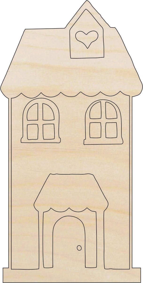 House Wood Craft Shape – Laser Cut Baltic Birch Unfinished DIY Wood Art Supplies BLD24 - The Wood Shape Store