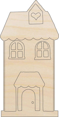 House Wood Craft Shape – Laser Cut Baltic Birch Unfinished DIY Wood Art Supplies BLD24 - The Wood Shape Store