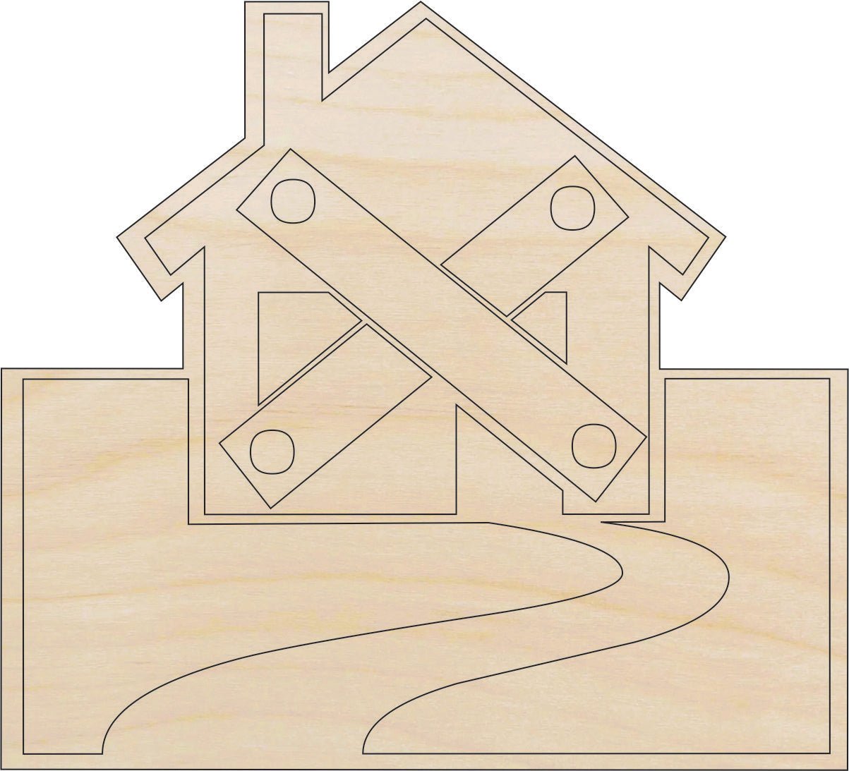 House Wood Craft Shape - Laser Cut Baltic Birch Unfinished DIY Wood Art Supplies BLD28 - The Wood Shape Store