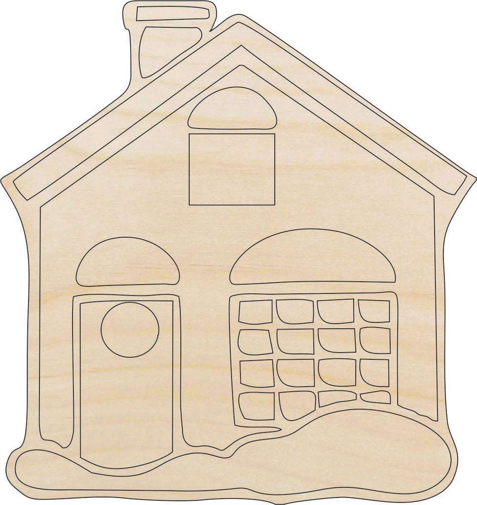 House - Laser Cut Out Unfinished Wood Craft Shape BLD5