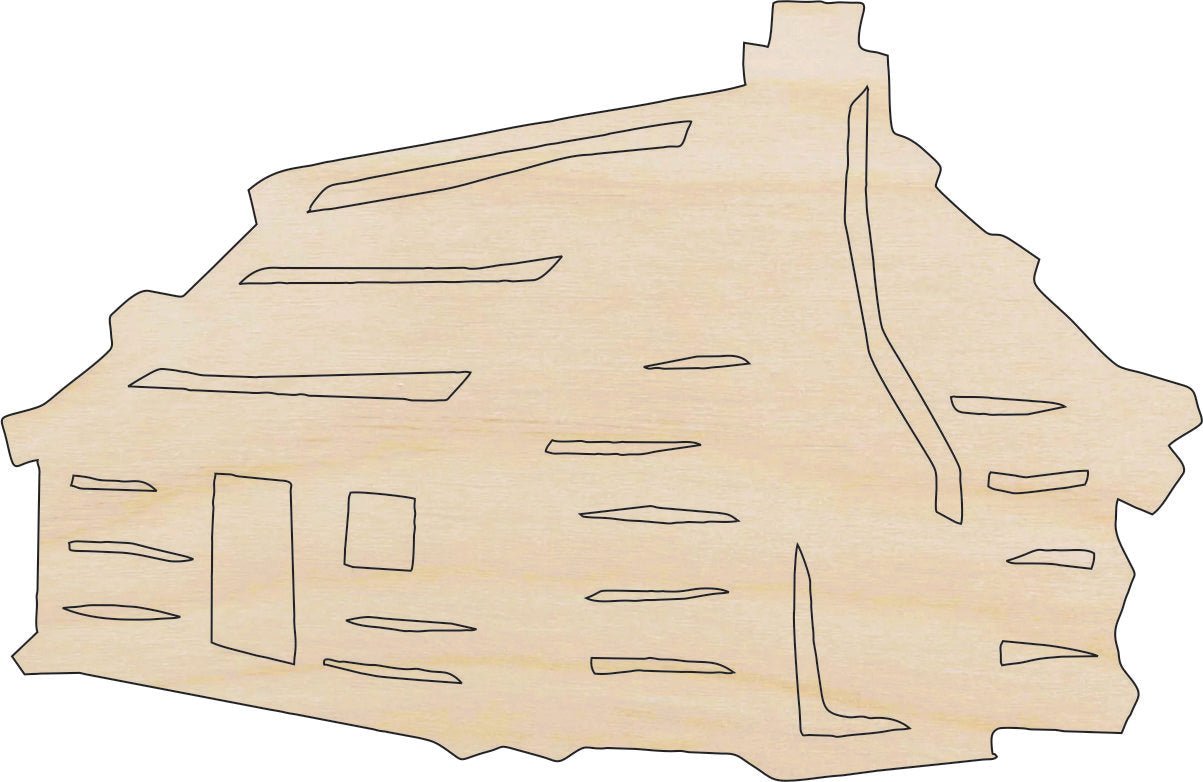 Cabin Wood Craft Shape – Laser Cut Baltic Birch Unfinished DIY Wood Art Supplies BLD6 - The Wood Shape Store
