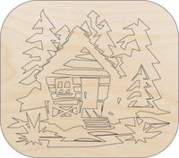 Cabin Wood Craft Shape - Laser Cut Baltic Birch Unfinished DIY Wood Art Supplies BLD84 - The Wood Shape Store