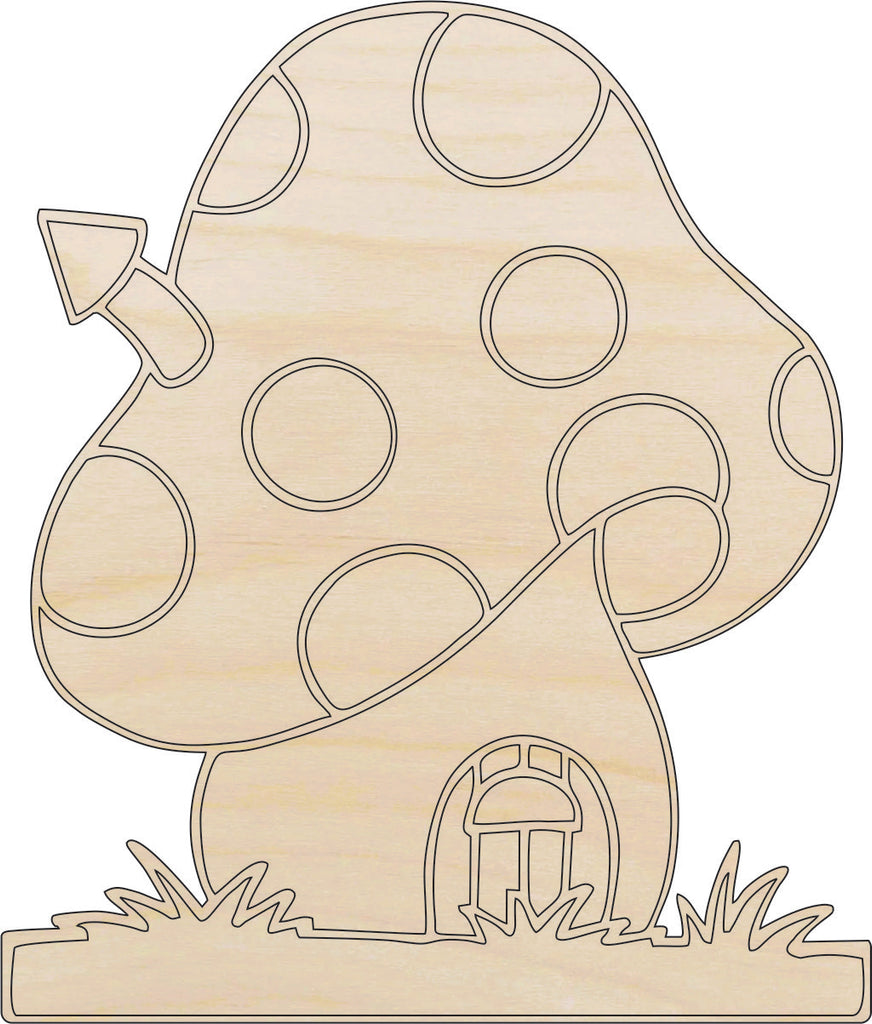 Building Mushroom Fairy House - Laser Cut Out Unfinished Wood Craft Shape BLD88