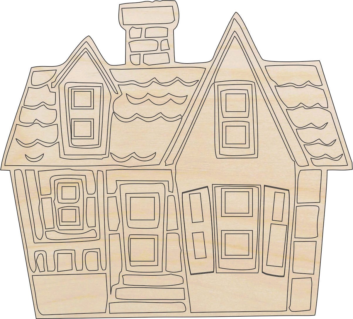 House Wood Craft Shape – Laser Cut Baltic Birch Unfinished DIY Wood Art Supplies BLD95 - The Wood Shape Store